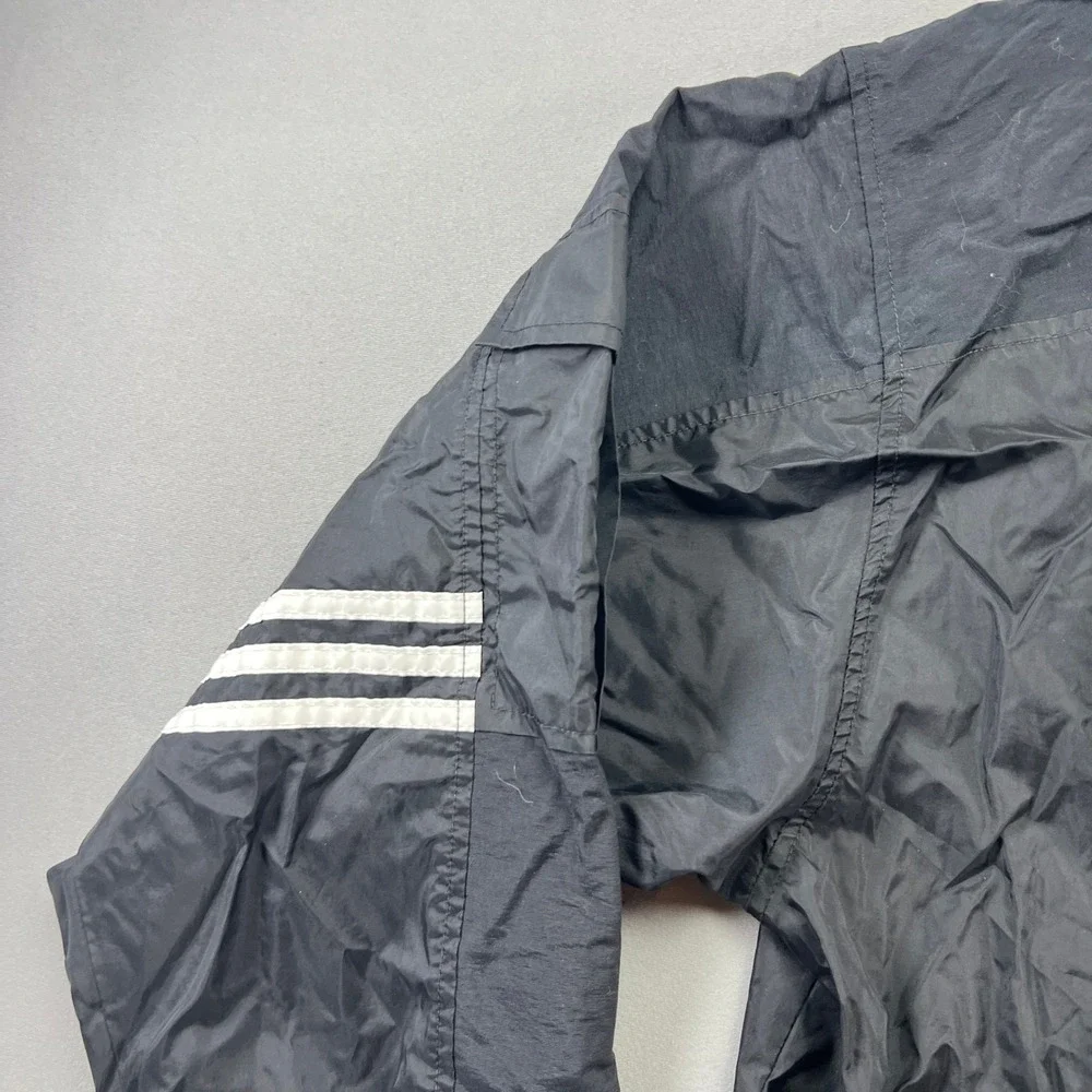 Adidas Windbreaker Jacket Mens XL Black Mock Neck Athleisure Running Full Zip
